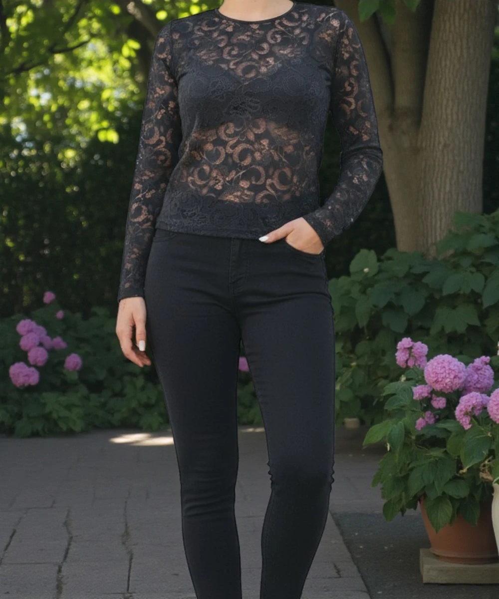 bluza-dama-din-dantela-elastica-BL24-5-luan-lenjerie-intima-de-calitate Bluză din Dantelă Elastică Slim Fit pentru Damă – Elegantă, Modernă și Versatilă - imagine 1