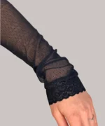 Bluza Tip Maleta Slim Fit din Tull Elastic cu Buline și Detalii de Dantelă - imagine 6