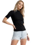Bluză tip maletă, cu mânecă scurtă,Slimfit din bumbac elastic – confort și stil în fiecare zi - imagine 24